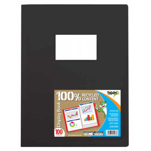 Tiger Stationery A4 100 Pocket Flexi Display Book Assorted